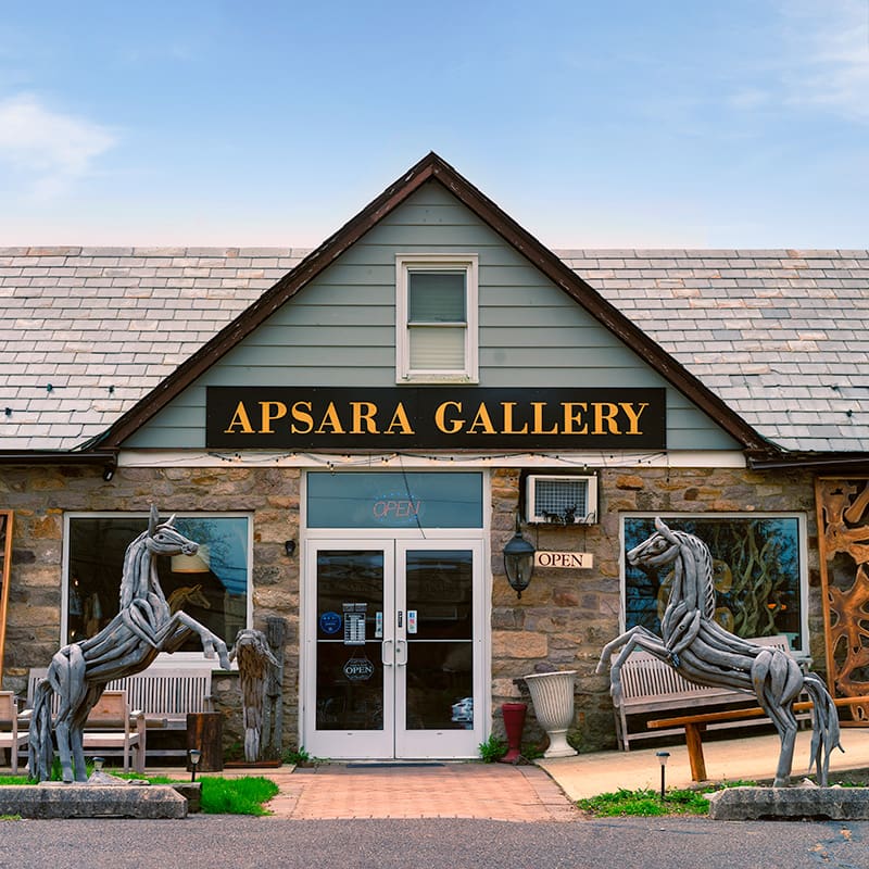 The front entrance of Apsara Gallery in New Hope, PA.