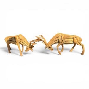 Handcrafted Teakwood Fighting Stags