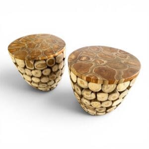 Teakwood Round Top Cone Shape, Side Table.
