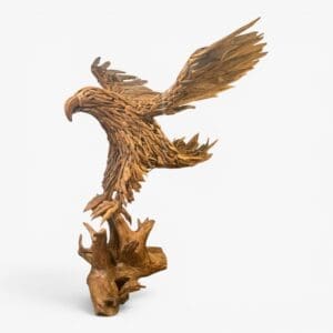 Teak Eagle Sculpture on wooden base