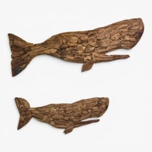 Teak Whale Wall Decor