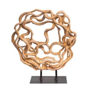 Jungle vines wood circular table top sculpture