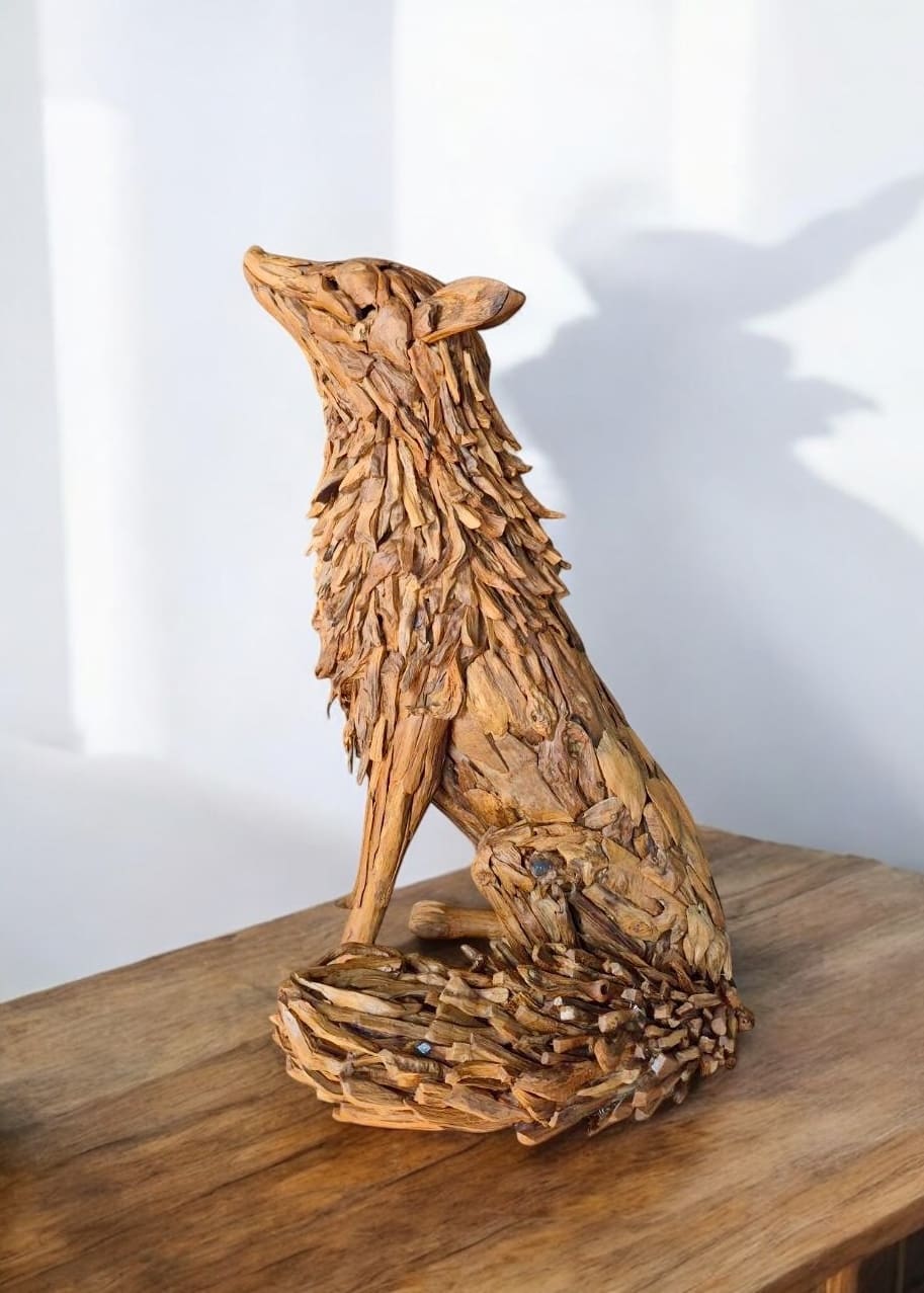 Teakwood Fox Statue