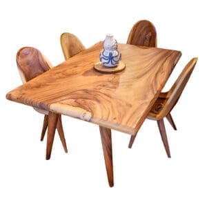 Live edge wood table with chairs, rectangle